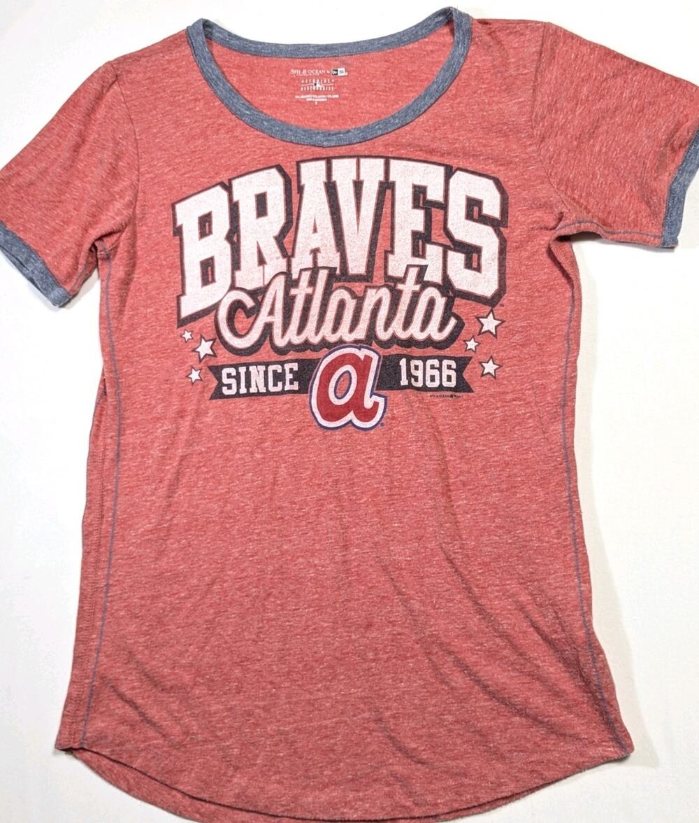 Atlanta Braves 5th & Ocean New Era T Shirt Small Women's